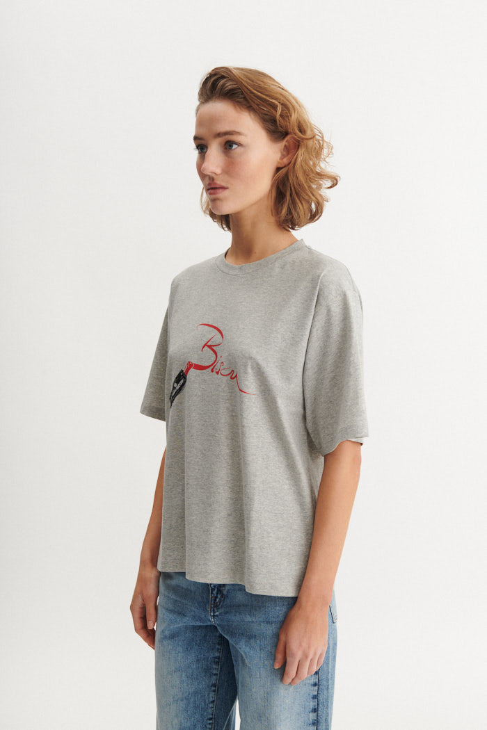 Basic Apparel Raja Tee Bisou T-shirts 853 Grey melange / lipstick
